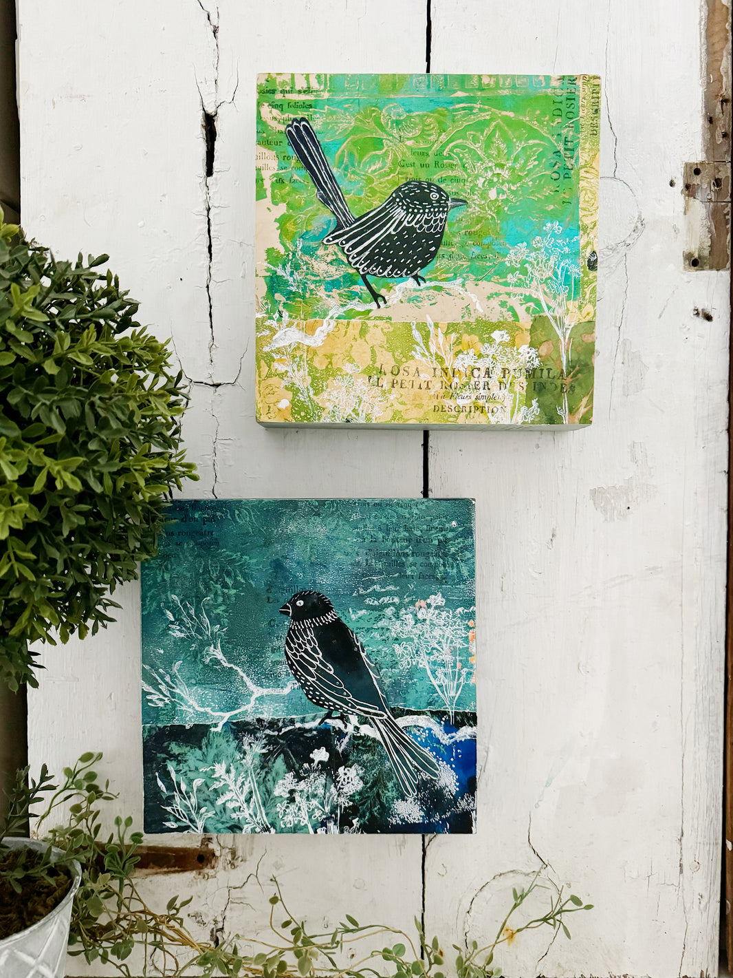 ellen j goods Gel Plate Mosaic Birds PrivateWORKSHOP