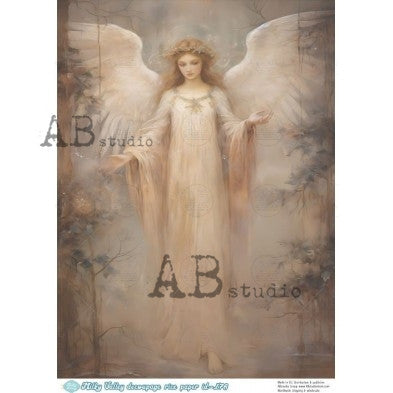 Ethereal Angel Illustration Decoupage Paper - A4