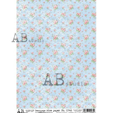 Soft Vintage Floral Repeat Pattern Decoupage Paper - A4