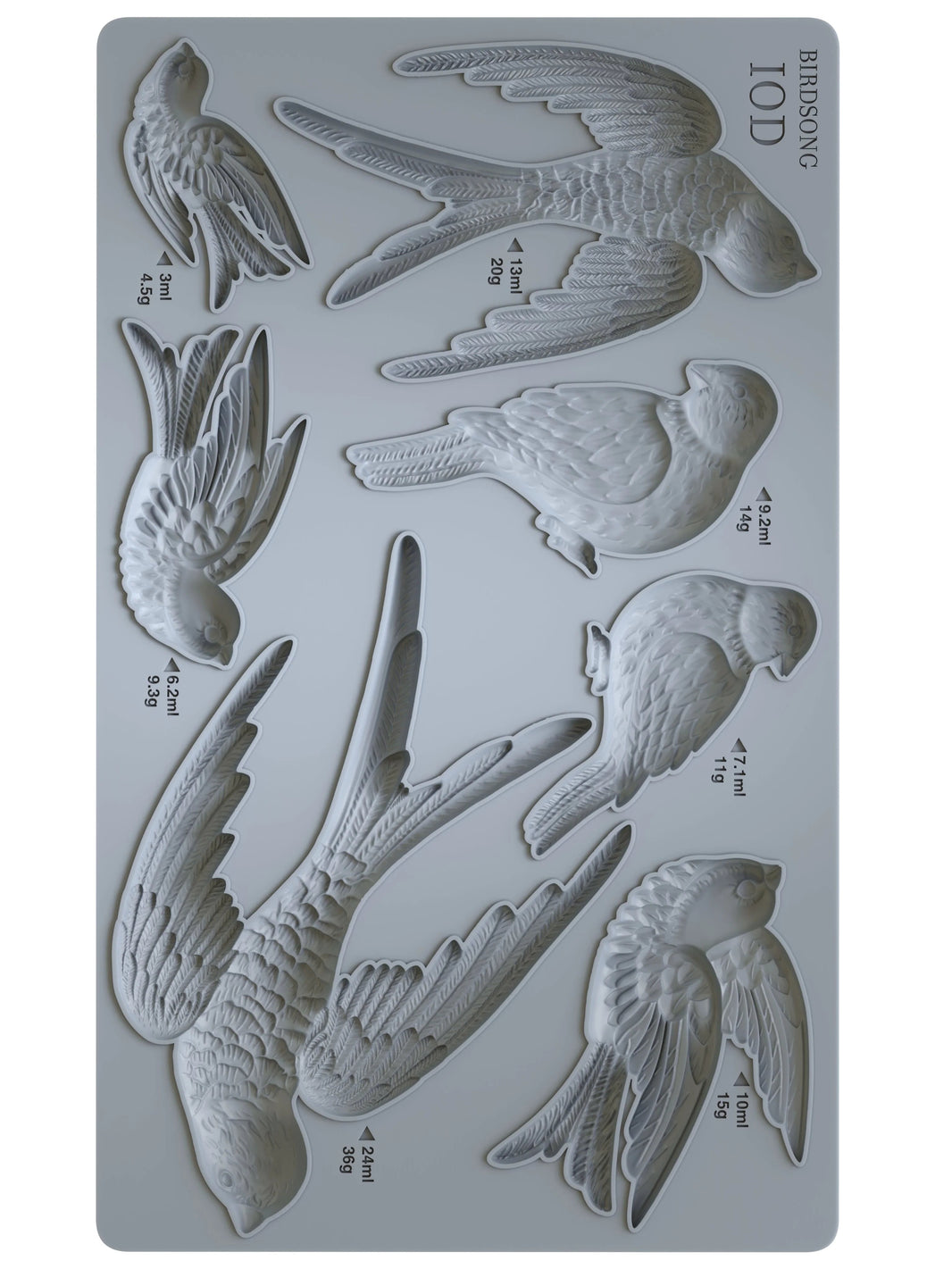 Silicone mold with bird shapes on a gray background