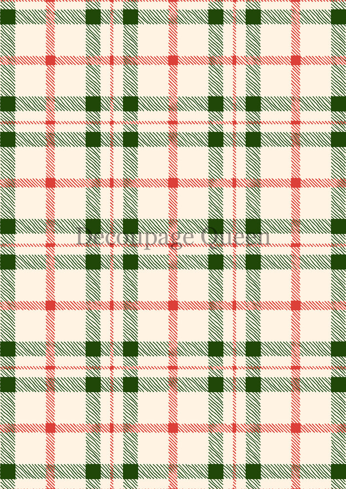 Decoupage Queen Christmas Plaid Rice Paper