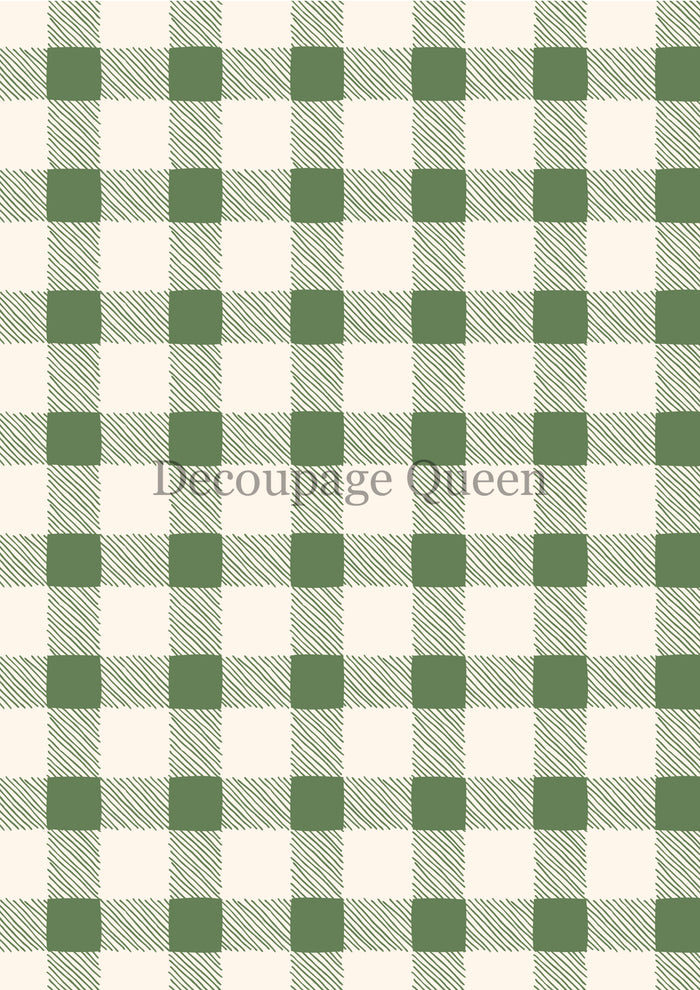 Decoupage Queen Green Checks Rice Paper