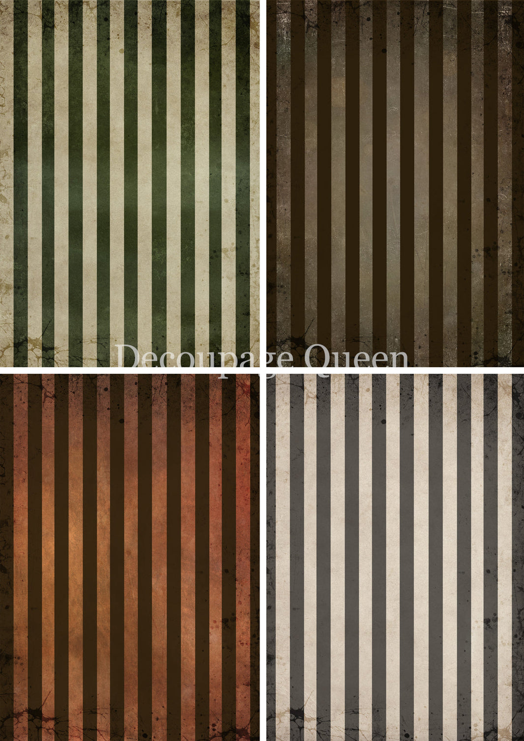 Decoupage Queen Fall Stripes Four Pack Rice Paper