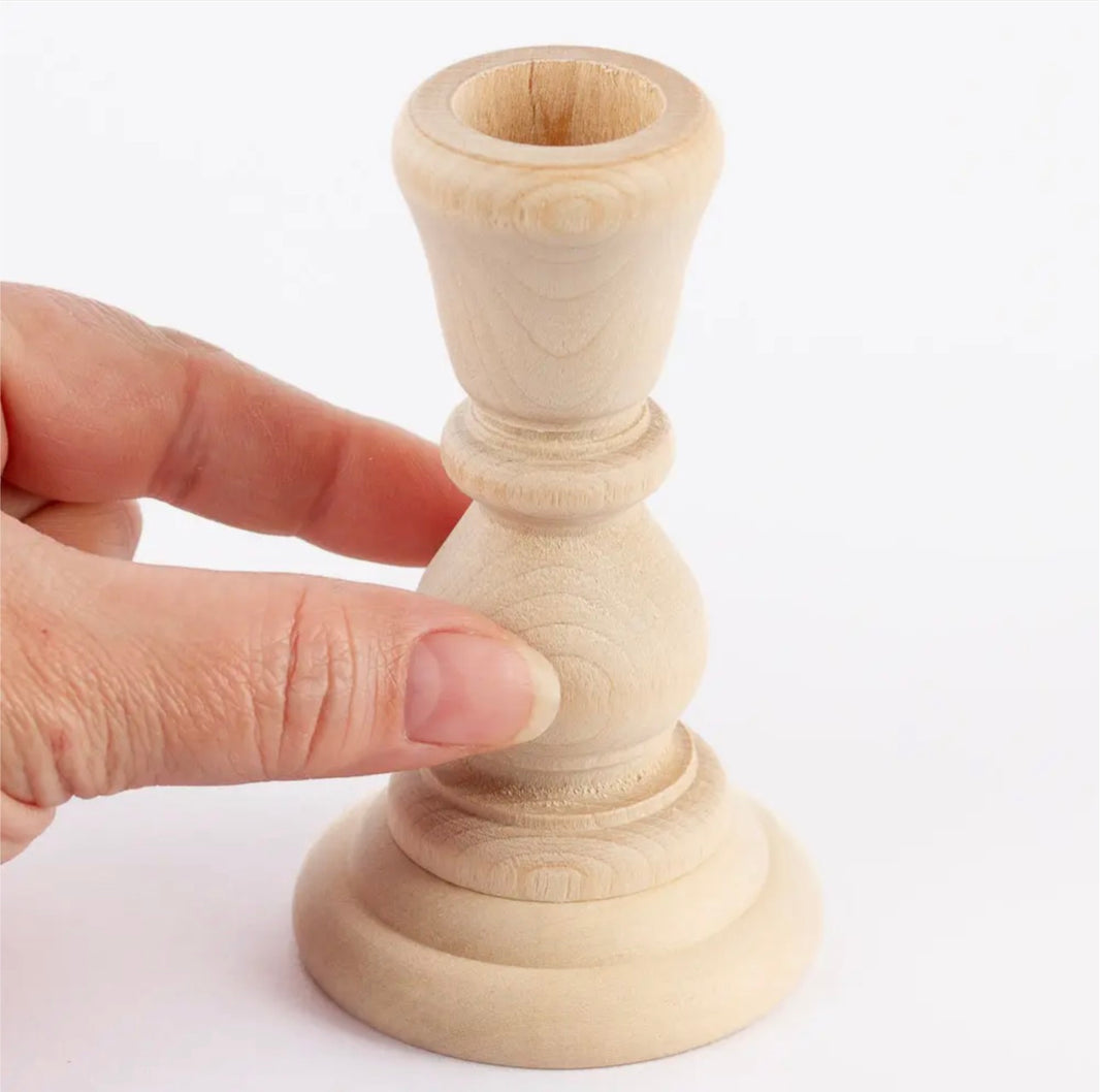 Unfinished Wood Taper Candle Holder 4”