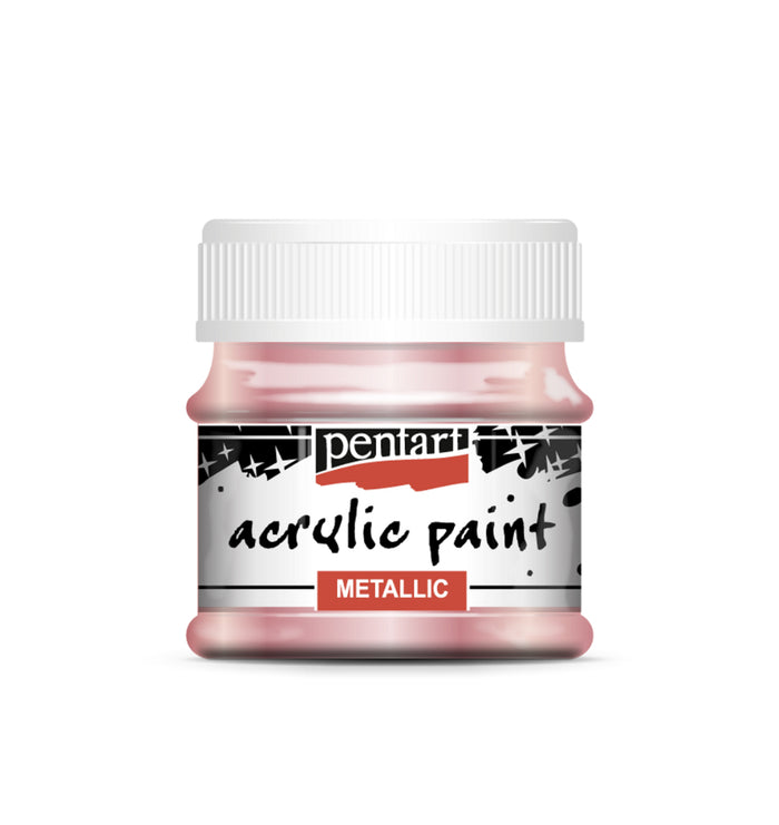 Pentart Acrylic paint metallic 50 ml Rose, design by Pentart, arts & entertainment > hobbies & creative arts > arts & crafts, for decoupage and crafting