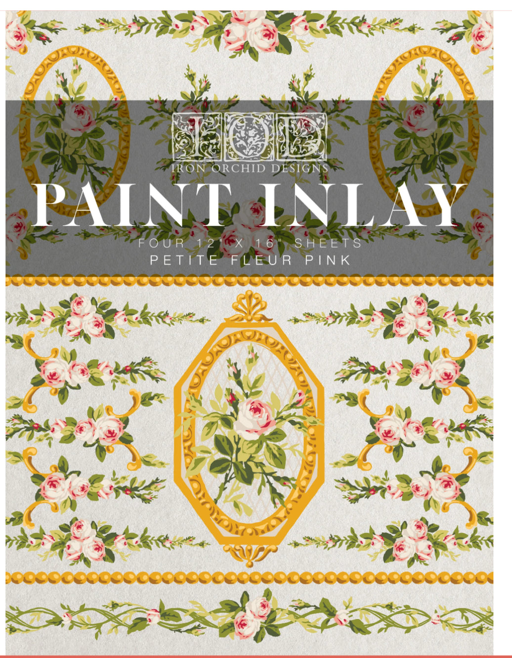 Petite Fleur Pink IOD Paint Inlay