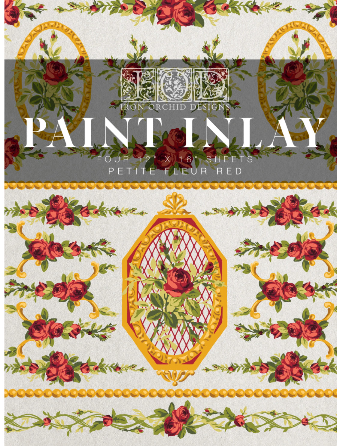 Petite Fleur Red IOD Paint Inlay