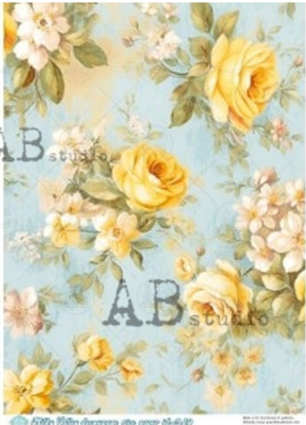 Yellow and Baby Blue Roses A4 MV319