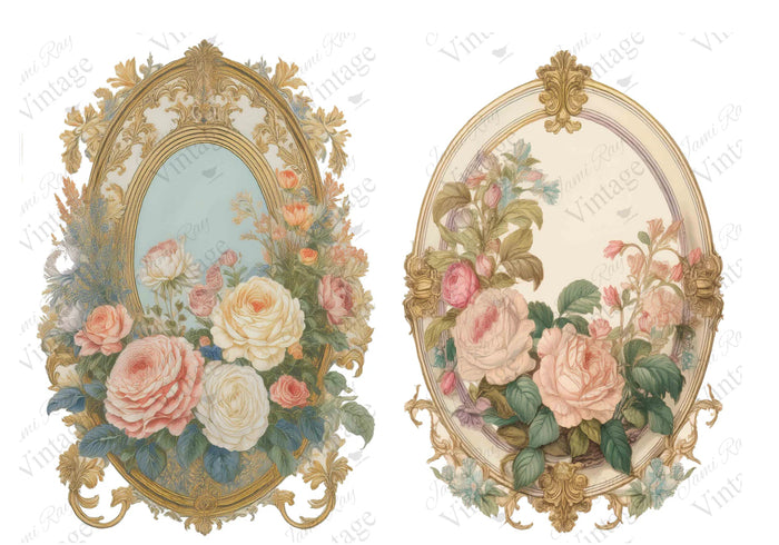 Rose Vignette JRV Rice Paper A4