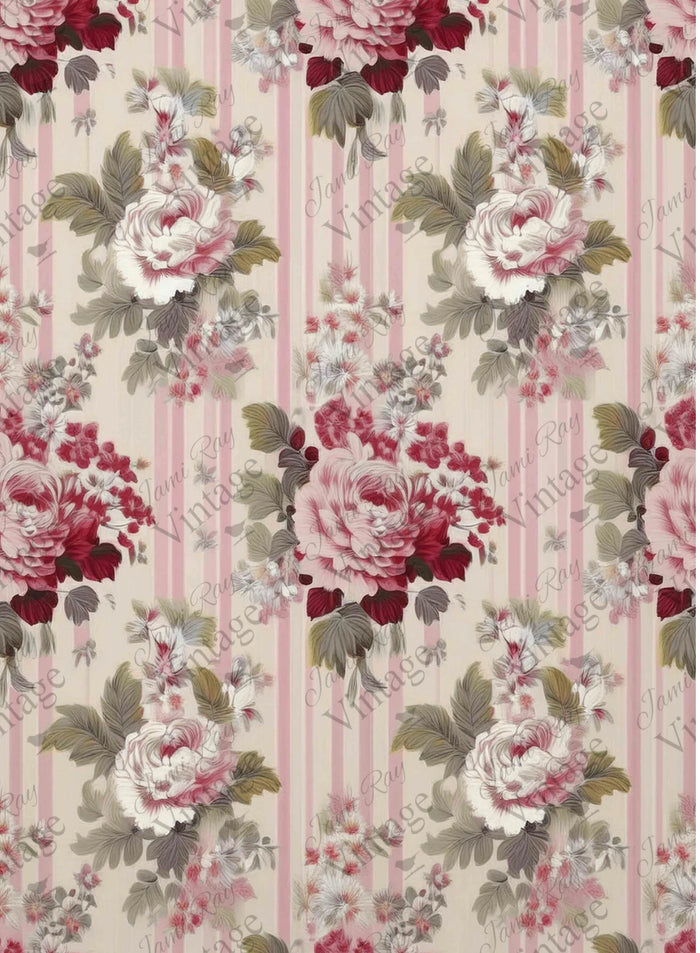Pink Rose Wallpaper JRV Rice Paper A4