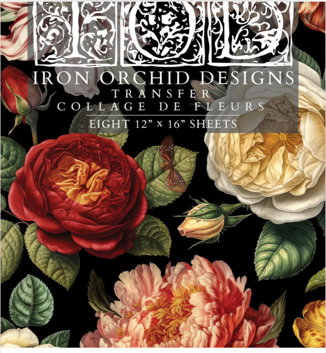 Collage de Fleurs IOD Transfer