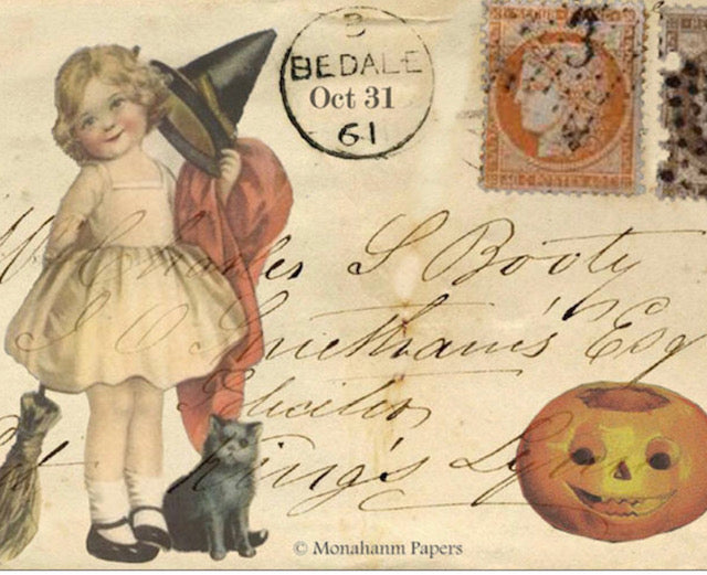 Witchy Girl with Cat & Broom (017) H1