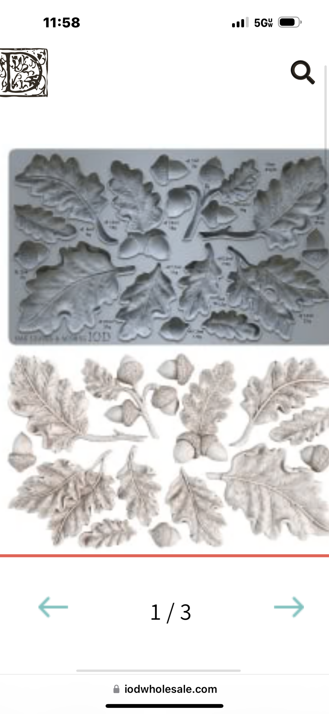 Oak Leaves and Acorns IOD Décor Mould