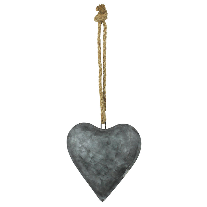 Metal Heart with Jute Cord. Metal - Galvanized