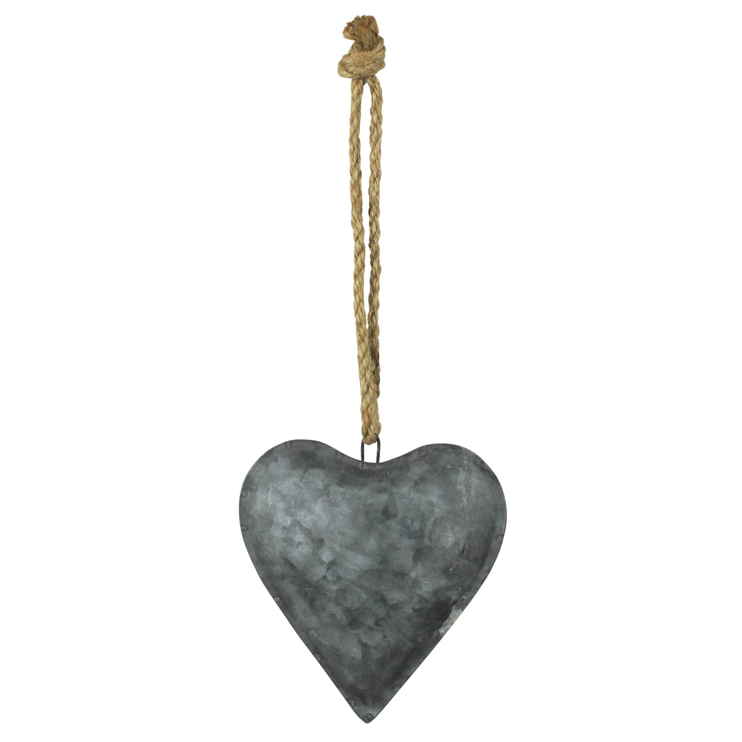 Metal Heart with Jute Cord. Metal - Galvanized