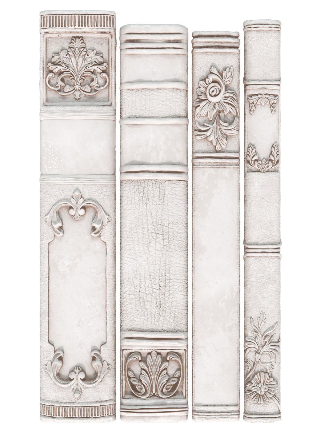 Decorative bookends with intricate designs on a white background