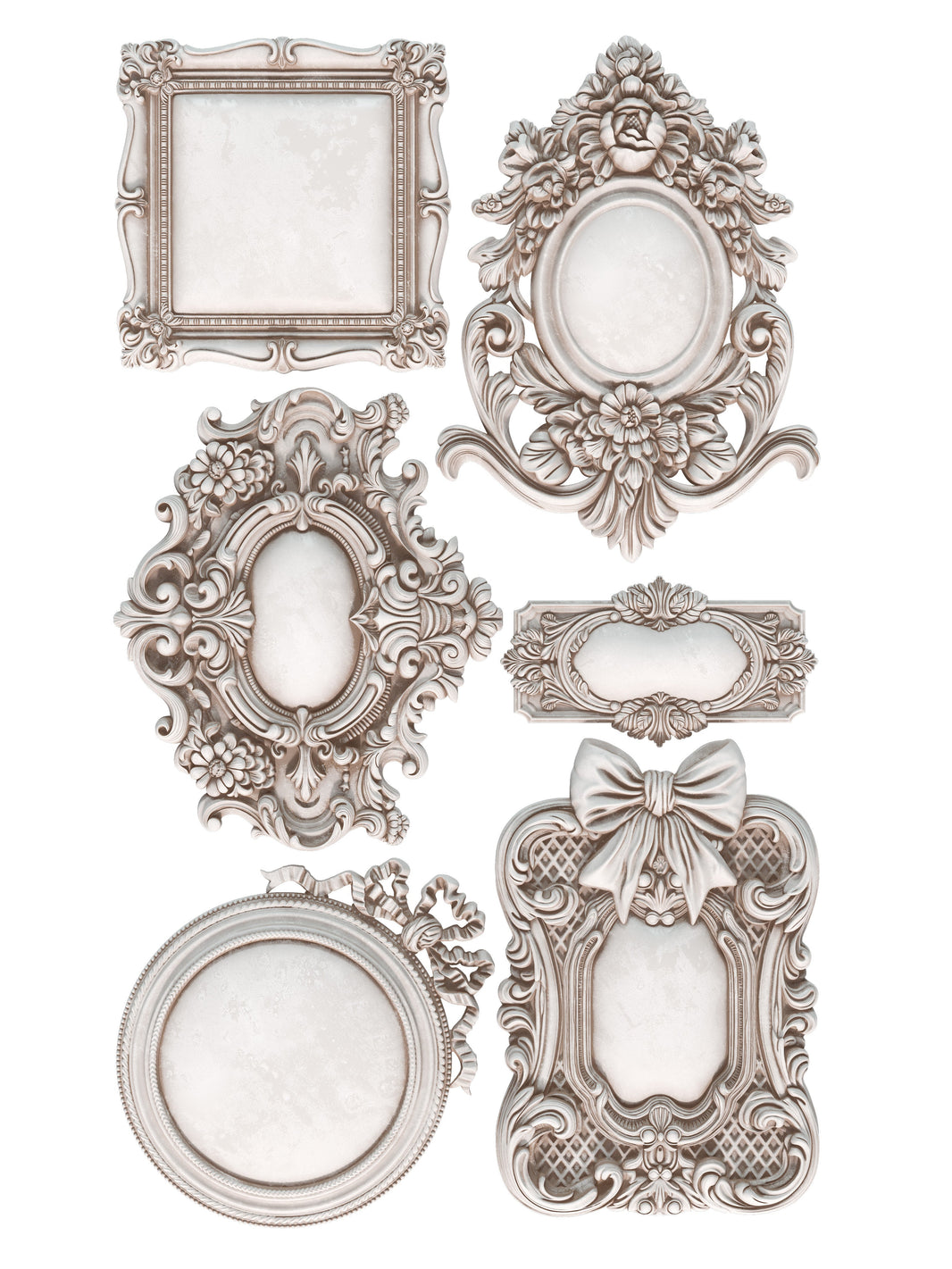 Set of decorative picture frames on a white background