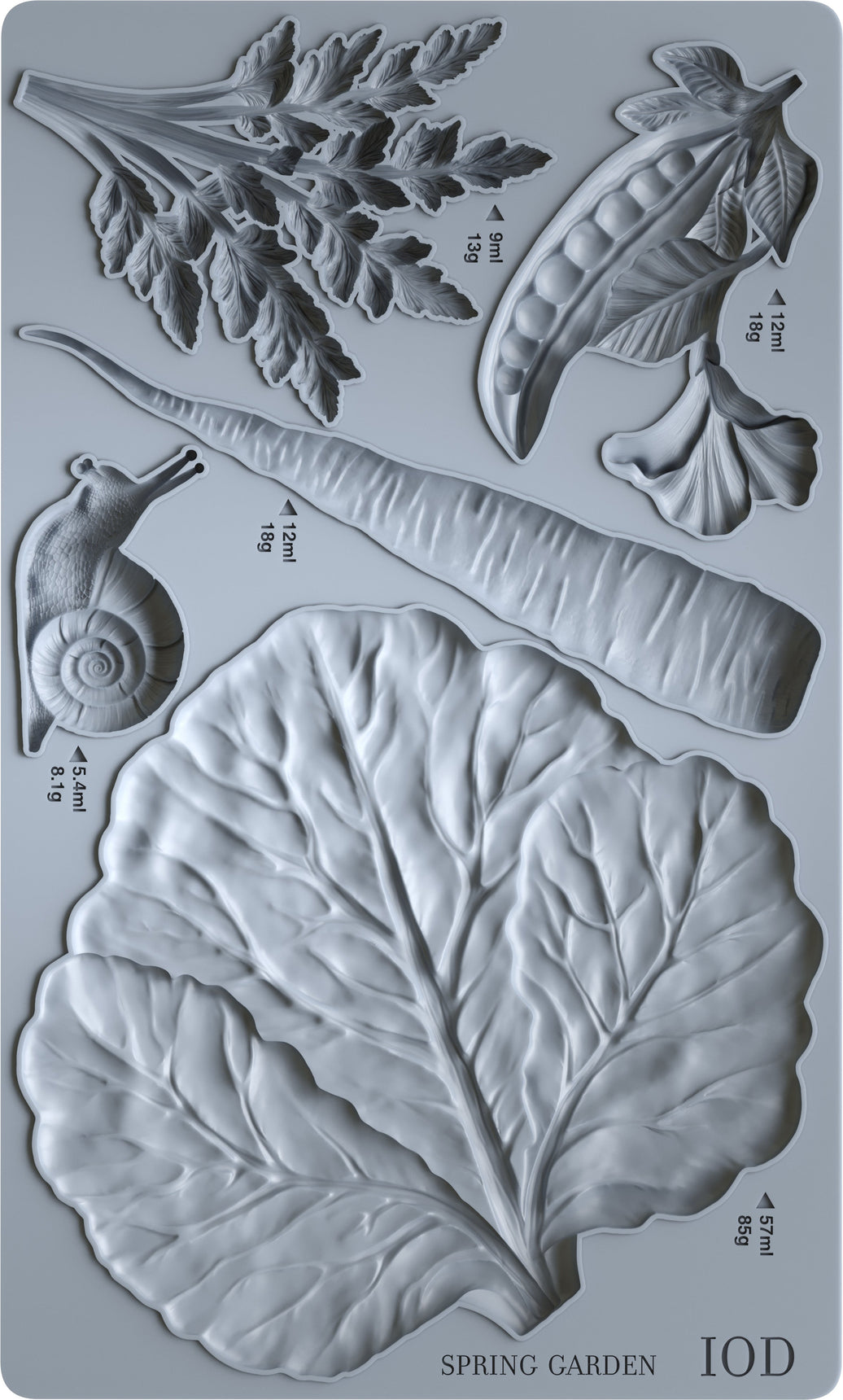 Mold with leaf and plant designs on a gray background