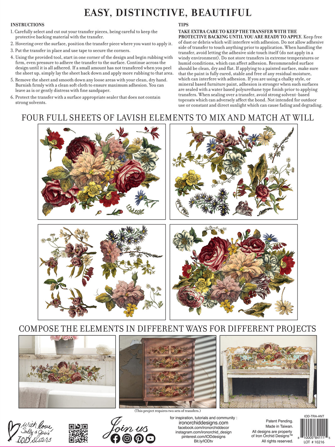 Floral Anthology IOD Transfer 12×16