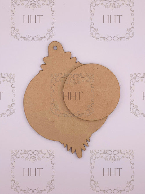 MDF Center Circle Overlay Ornament, 2 pieces