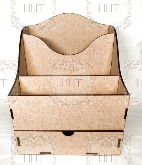 HHT MDF Desk Organizer with Drawer 8" x 9.5" x 7"