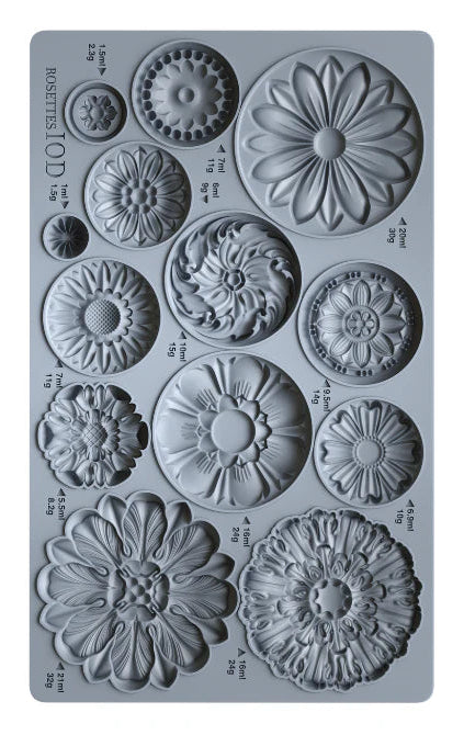 Silicone mold with floral designs on a gray background