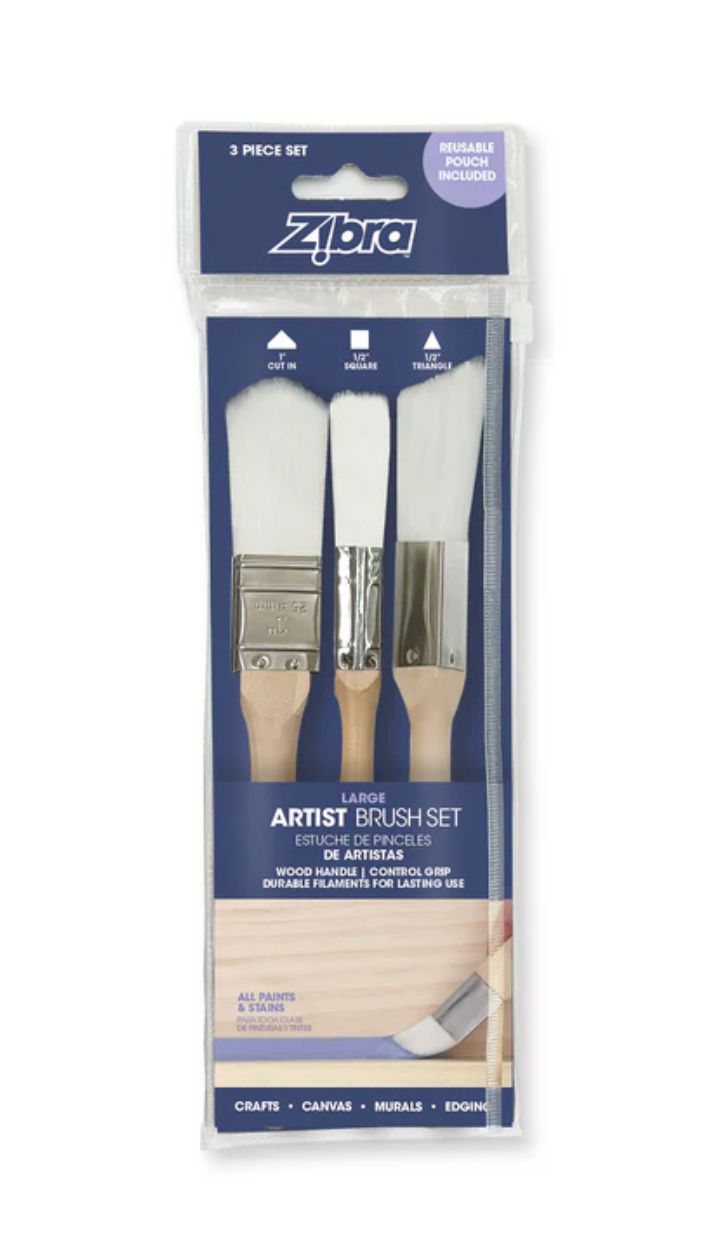 Zibra Large Artist Brushes set of 3