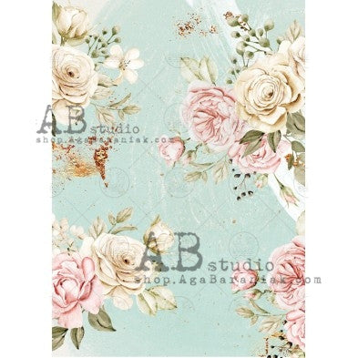 Soft Botanical Floral Pattern Decoupage Paper - A4