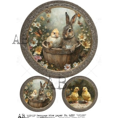 AB Studios Round Easter Window Scenes A4 Rice Paper