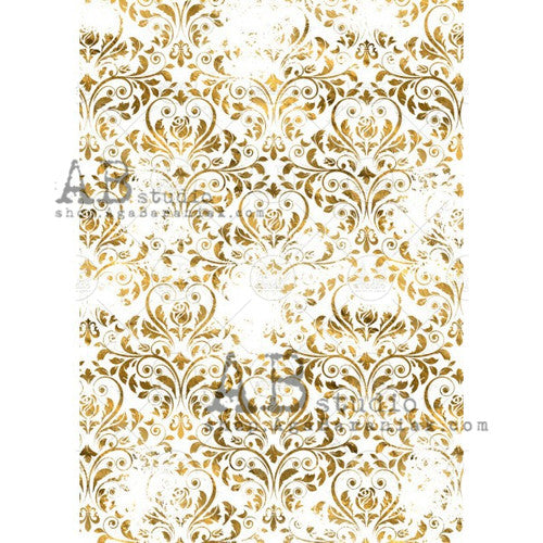 Gilded Rice Paper Damask Pattern