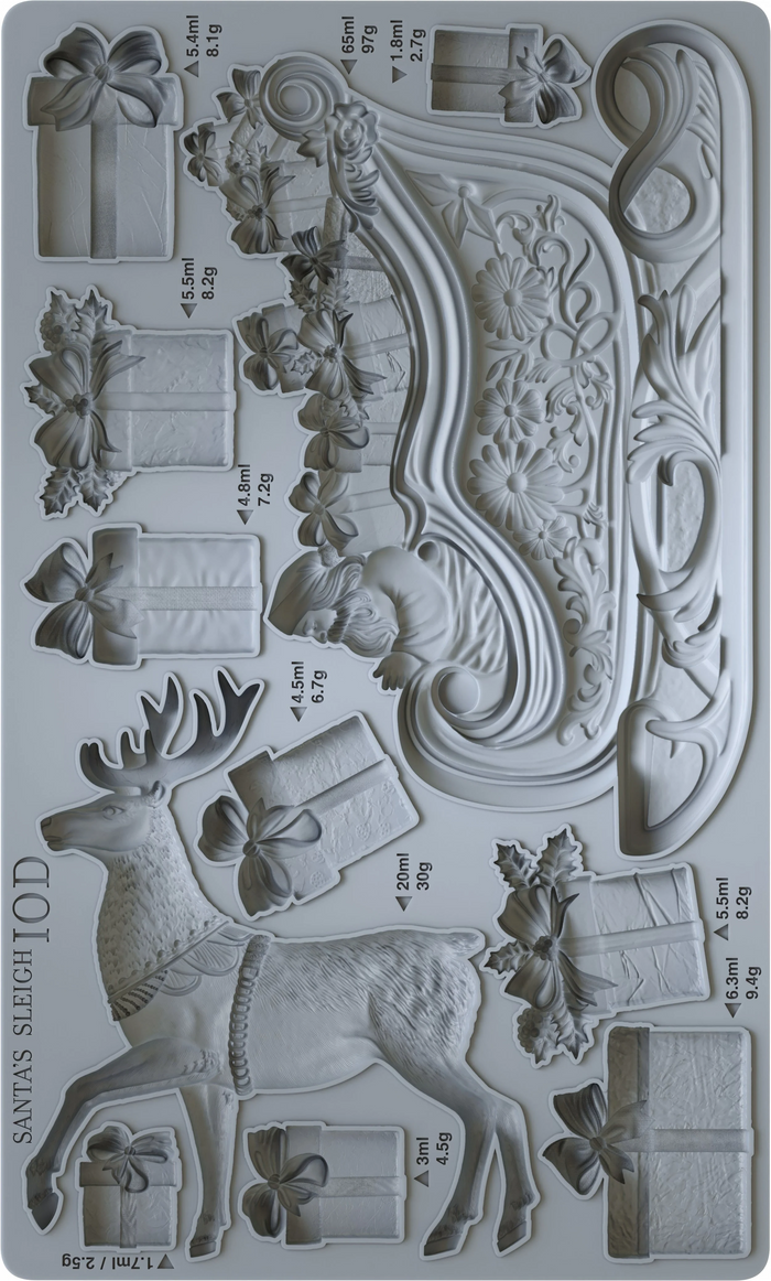 Santa's Sleigh 6x10 IOD Mould