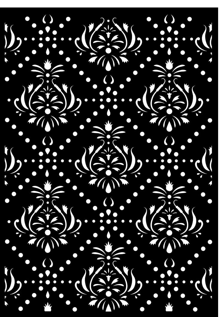 Hobbilicious Damask Stencil A4