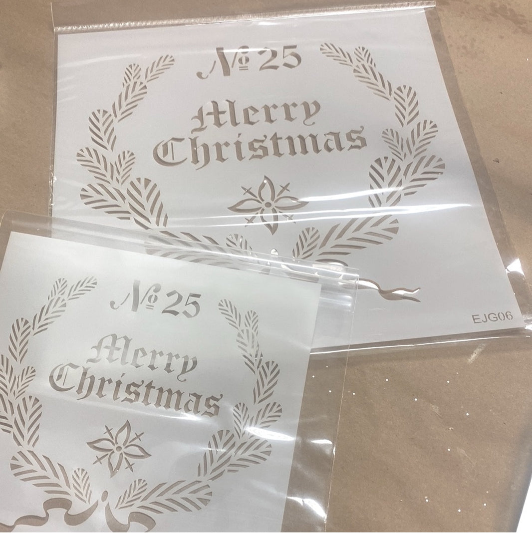 Grain Sack Christmas Stencil. Two sizes