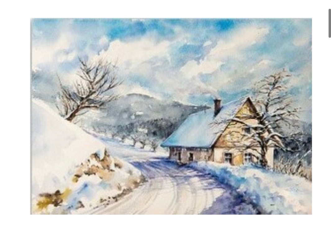 Winter Cabin, rice paper design by Paper Designs Italy, arts & entertainment > hobbies & creative arts > arts & crafts, for decoupage and crafting