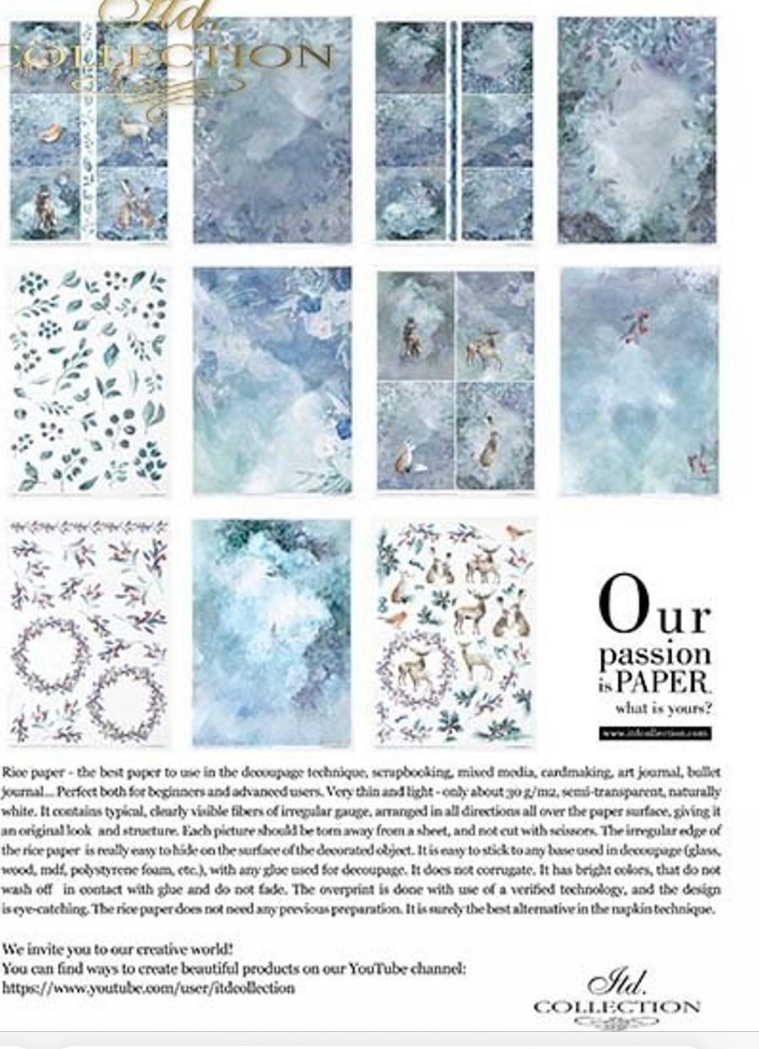 Christmas in Blue Set of 11 Rice Papers