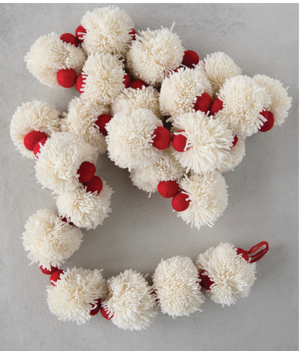 Pom Pom and Christmastance Felt Ball Garland