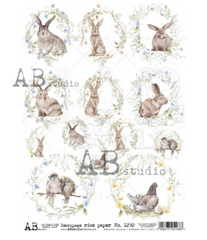 Easter Watercolor Rounds ABRP_1292, rice paper design by AB Studios, arts & entertainment > hobbies & creative arts > arts & crafts, for decoupage and crafting