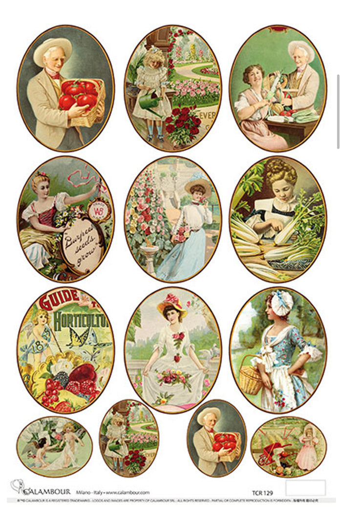 Vintage Garden Oval Scenes TCR 129