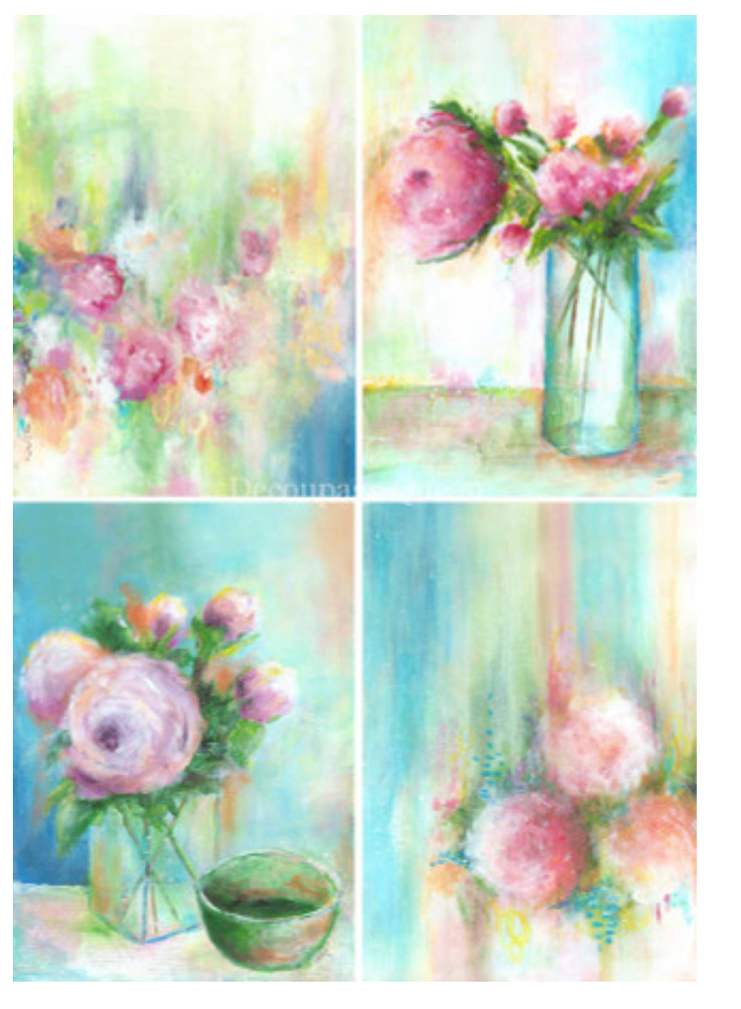 Cottage Roses 4 Pack by ellen j goods, rice paper design by Decoupage queen, office supplies > general office supplies > paper products, for decoupage and crafting