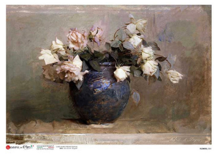 Vase of Flowers Painting 0381, rice paper design by Paper Designs Italy, arts & entertainment > hobbies & creative arts > arts & crafts, for decoupage and crafting