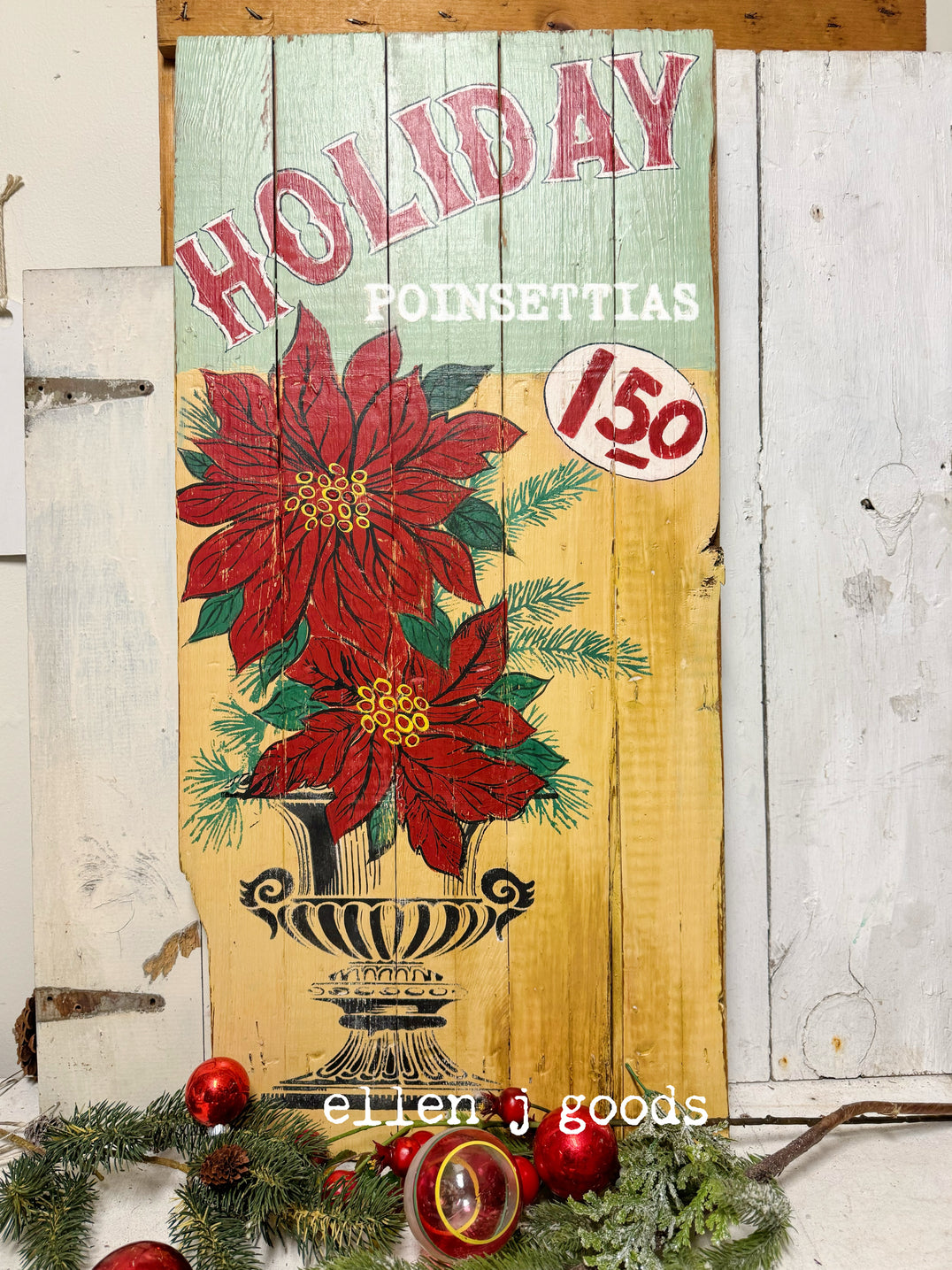 RETRO HOLIDAY POINSETTIA SIGN 12/1/23