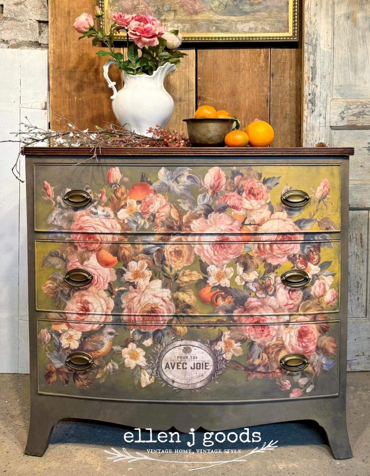 Rustic Roses Dresser