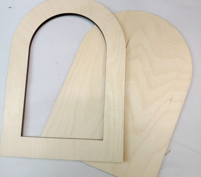 Custom two part arched style wood frame