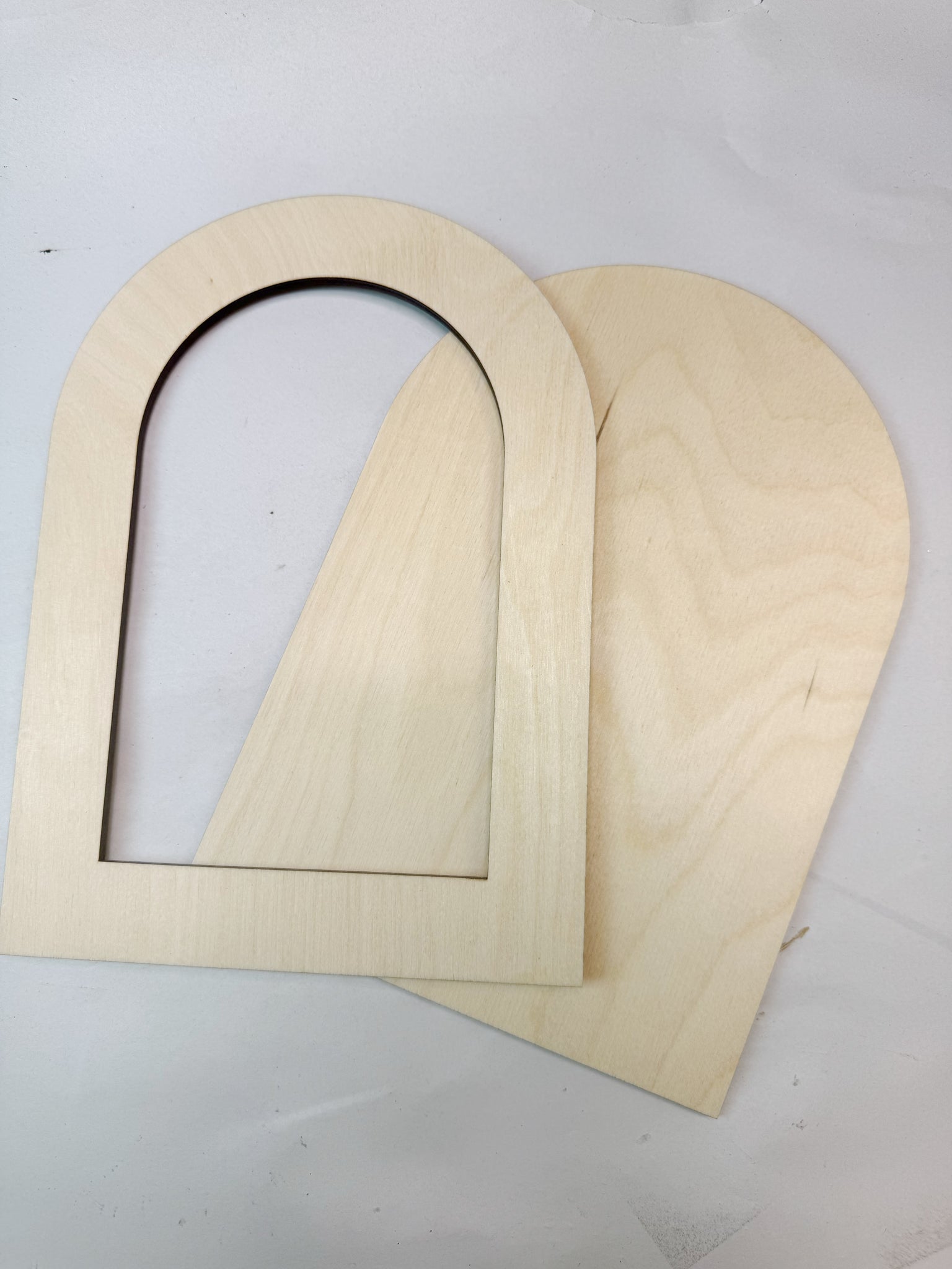 Custom two part arched style wood frame