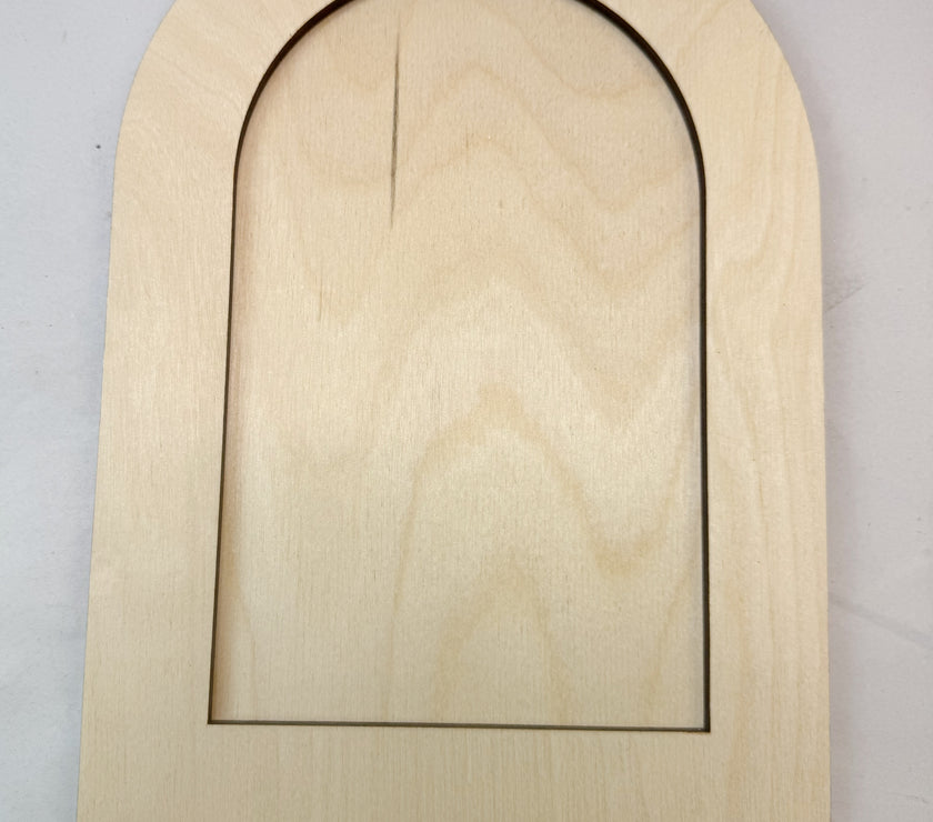 Custom two part arched style wood frame