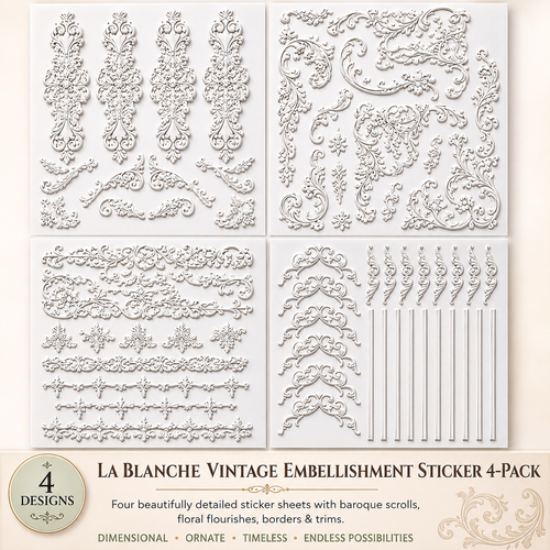LaBlanche Vintage Embellishment Sticker 4-Pack Collection