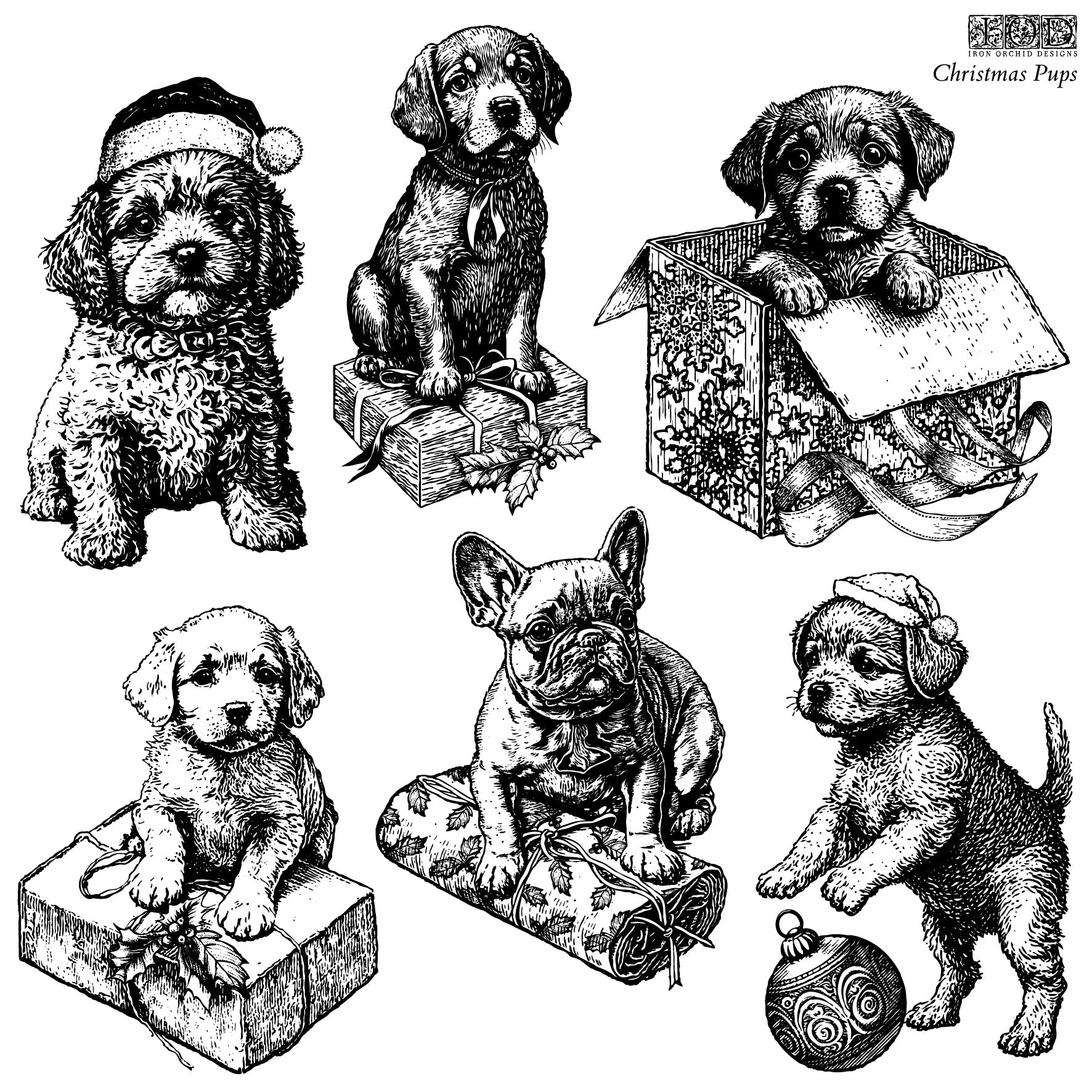 Christmas Pups IOD Décor Stamp