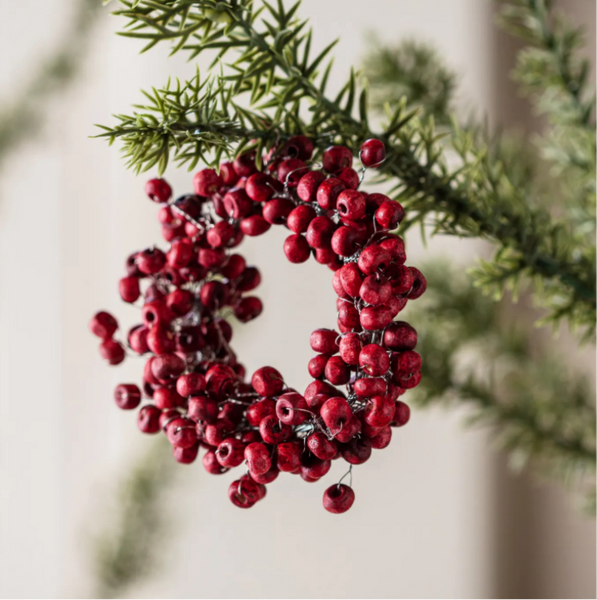 MINI WOOD BEAD BERRY WREATH