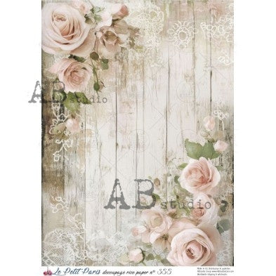 Soft Rose Lace Background Pattern Decoupage Paper - A4