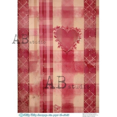 Patchwork Heart Pattern Decoupage Paper A4